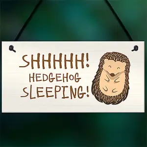 Funny Hedgehog Sign Garden Plaques Hedgehog Sleeping Outdoor Sign Family Gift