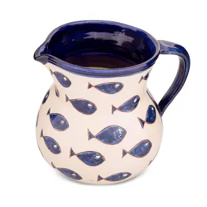 Signature Blue & White Fish Hand Painted Ceramic Kitchen Dining Large Jug 1.5L (H) 19cm