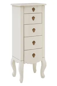 Loire 5 Drawer Small Chest White, Delivered Fully Assmbled