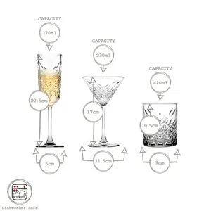 Pasabahce 12pc Timeless Cocktail Glasses Set