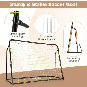 Costway 2-in-1 Kids Football Rebounder & Goal Angle-Adjustable Football Training Net