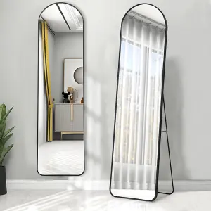 Black Freestanding or Wall Mounted Arched Full Length Framed Mirror Floor Mirror W 50 x H 160 cm