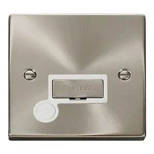 Satin / Brushed Chrome 13A Fused Ingot Connection Unit With Flex - White Trim - SE Home