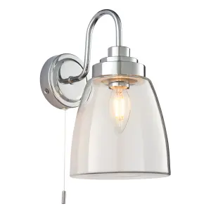 Anson Lighting Coln Bathroom Wall light finished in Clear glass and chrome plate