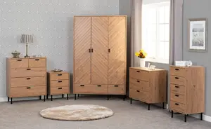 Leon 3 Door 2 Drawer Wardrobe Medium Oak Effect