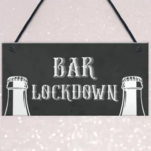 Red Ocean Novelty Lockdown Bar Sign Funny Home Bar Decor Sign Man Cave Garden Signs