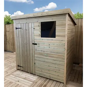 6 x 5 Garden Shed Pressure Treated T&G PENT Wooden Garden Shed - 1 Window + Single Door (6' x 5' / 6ft x 5ft) (6x5)