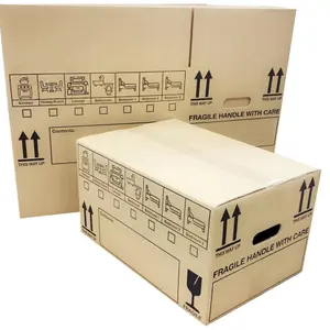 15 x Cardboard Storage House Moving Boxes 18x12x10" Packing Cartons With Carry Handles & Room List