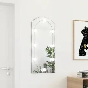 Berkfield Mirror with LED Lights 90x45 cm Glass Arch