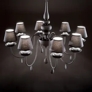 Luminosa Blanche  8 Light Multi Arm Chandelier Black Finish, E14