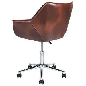 Desk Chair Faux Leather Dark Brown NEWDALE