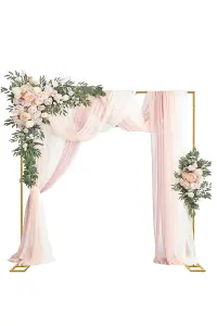 Rectangle Arch Stand Metal Backdrop Stand with Base Garden Arbors - 1.5m x 2m, White