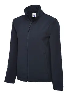 Uneek - Unisex Classic Full Zip Soft Shell Jacket - Hanger Loop - Navy - Size XS