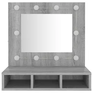 Berkfield Mirror Cabinet with LED Grey Sonoma 60x31.5x62 cm