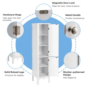 Costway 5-Tier Bathroom High Cabinet Tall Narrow Storage Cabinet Organizer