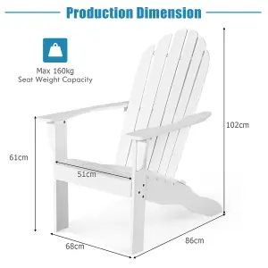 Costway Adirondack Chair Acacia Wood Adirondack Lounger Chair w/ Slatted Seating