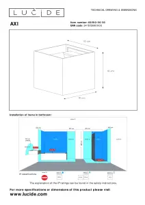 Lucide Axi Modern Square Up Down Wall Spotlight Bathroom - LED - 2x3,5W 2700K - IP54 - Black