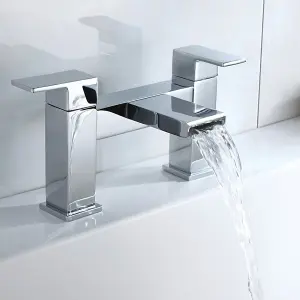 Nes Home Neath Square Waterfall Bath Filler Mixer Tap & Waste Chrome