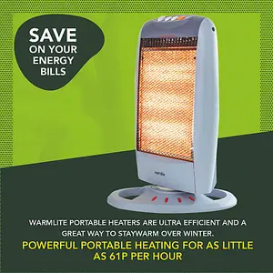 Warmlite WL42005 1200w Grey Halogen Heater