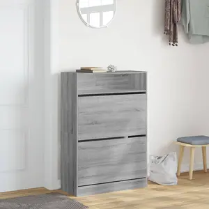 Berkfield Shoe Cabinet with 2 Flip-Drawers Grey Sonoma 80x34x116 cm