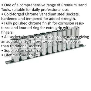 12 PACK - DEEP Socket Set - 3/8" Metric Square Drive - 6 Point WallDrive Torque