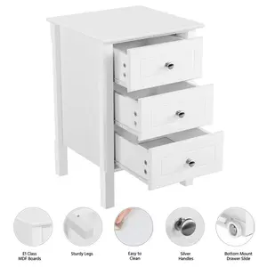 3 - Drawer End Table (Set of 2) White