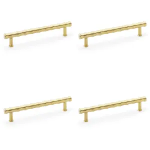 4 PACK - Bamboo T Bar Pull Handle - Satin Brass 160mm Centres SOLID BRASS Drawer Door