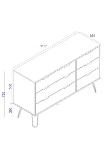 Core Products Augusta Pine 3+3 drawer wide chest of drawers