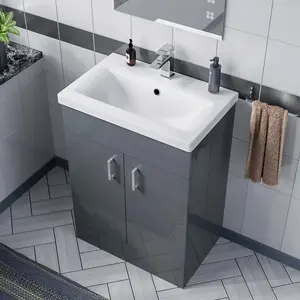 Nes Home Nanuya 600mm Floorstanding Vanity Basin Unit Grey