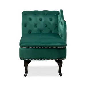 Right Hand Chaise Lounge in Velvet Emerald Green