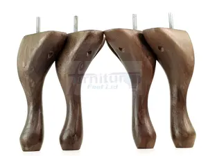 QUEEN ANNE WOODEN LEGS ANTIQUE BROWN STAIN 250mm HIGH SET OF 4 REPLACEMENT FURNITURE FEET  M8