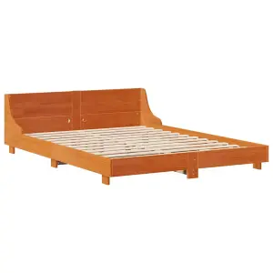 Berkfield Bed Frame without Mattress Wax Brown 135x190 cm Double Solid Wood Pine