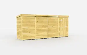 16 x 4 Feet Pent Shed - Single Door Without Windows - Wood - L118 x W474 x H201 cm