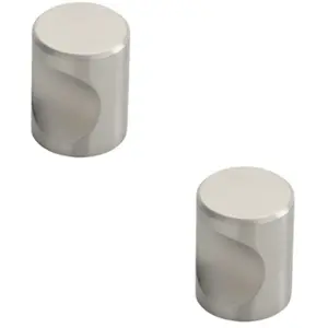 2x Cylindrical Cupboard Door Knob 16mm Diameter Stainless Steel Cabinet Handle