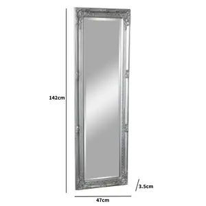 Melody Maison Tall Silver Mirror with Bevelled Glass 47cm x 142cm