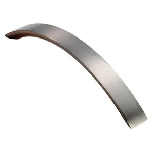 Curved Convex Grip Pull Handle 141 x 14mm 128mm Fixing Centres Satin Nickel