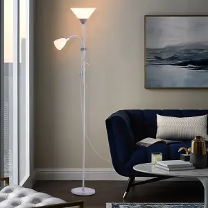 Modern E27&E14 Bulb Base 2 Head Standing Mother&Child Floor Lamp Floor Light with Foot Switch 175 cm