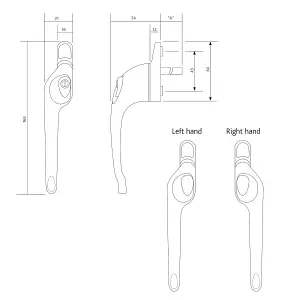 ERA Window Espagnolette Handle Handed LH - White