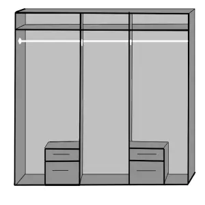 DURHAM 6 Door 4 Drawer wardrobe white and graphite drawers