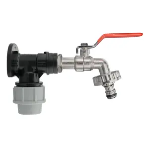 mdpe 25mm compression wallplate with lever tap and clock-lock universal hose connection