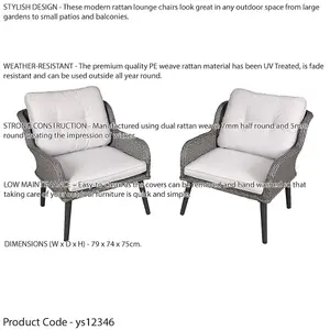 Set of 2 Grey Rattan Garden Dining Armchairs with Cushions for Outdoor Use