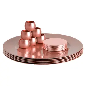 Metallic Charger Plates Set - Rose Gold - 18pc - Decorative Dinner Set by Harbour Housewares