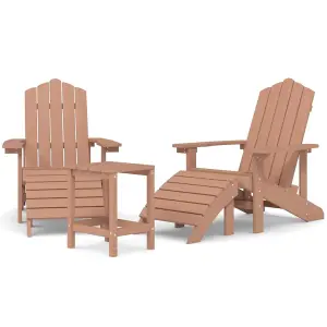 Berkfield Garden Adirondack Chairs with Footstool & Table HDPE Brown