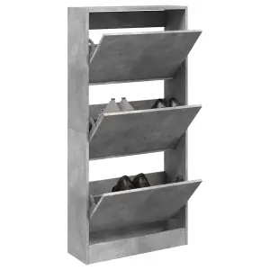 Shoe Cabinet Concrete Grey 60x21x125.5 cm Engineered Wood