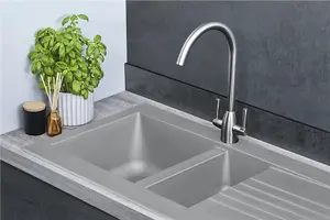 Liquida KAV150CG 1.5 Bowl Composite Reversible Grey Kitchen Sink And Waste Kit