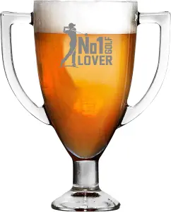 MantraRaj No 1 Golf Lover Trophy Pint Glass Unique Styled Drinks Glass Pint Glass Gift Idea for Every Occasion