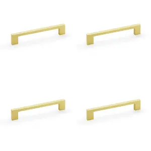 4 PACK - Slim Square Bar Pull Handle - Satin Brass - 160mm Centres SOLID BRASS Drawer