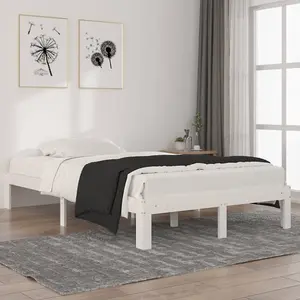 Berkfield Bed Frame White Solid Wood Pine 120x200 cm