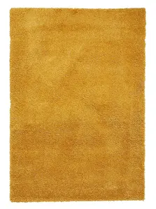 Yellow Plain Shaggy Modern Easy to Clean Rug for Living Room Bedroom and Dining Room-120cm X 170cm