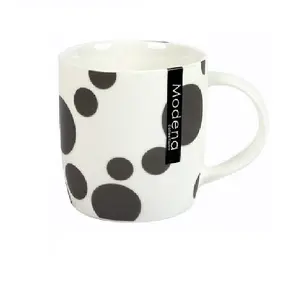 Set of 4 Matt Metallic Polka Dot Spotty Drinking Mugs 12oz New Bone China